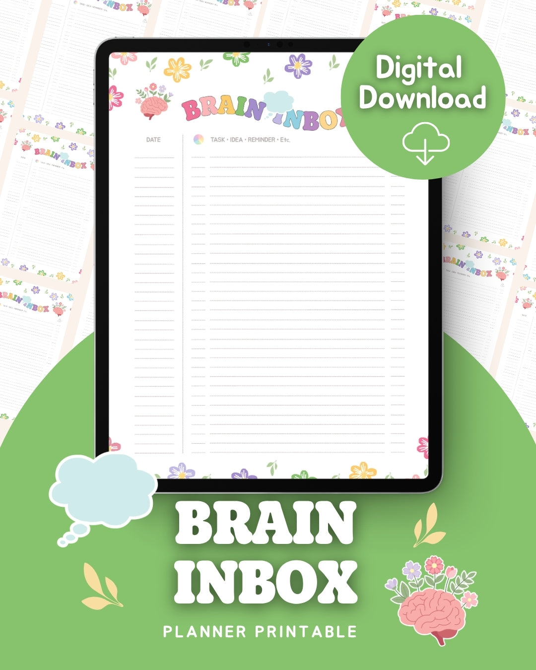 🧠 Brain Inbox Planner PrintableDigital product