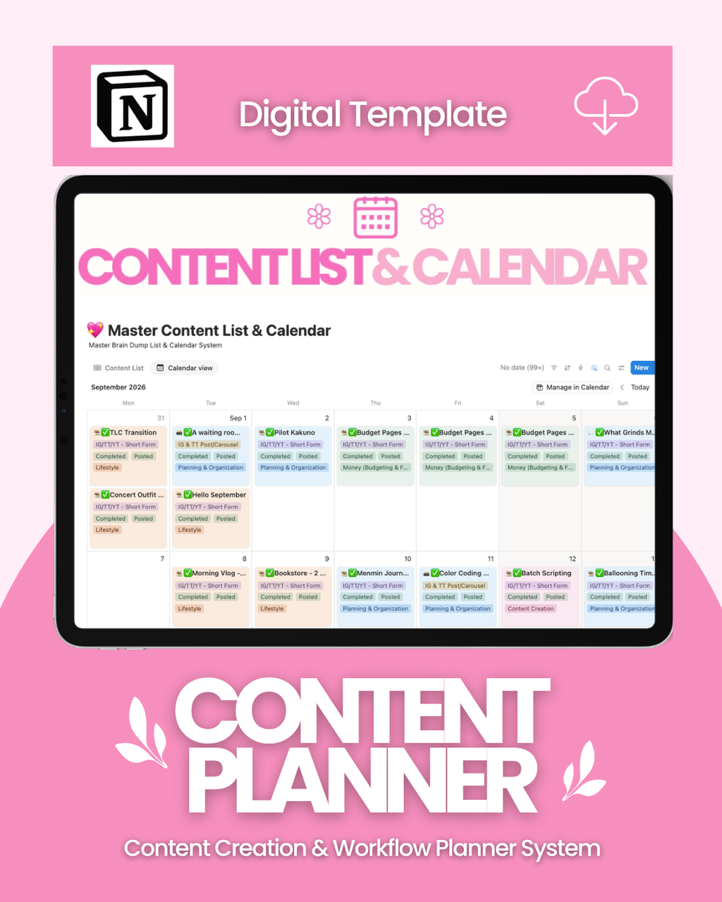 The Flourish Content Planner | Notion Template 🌷