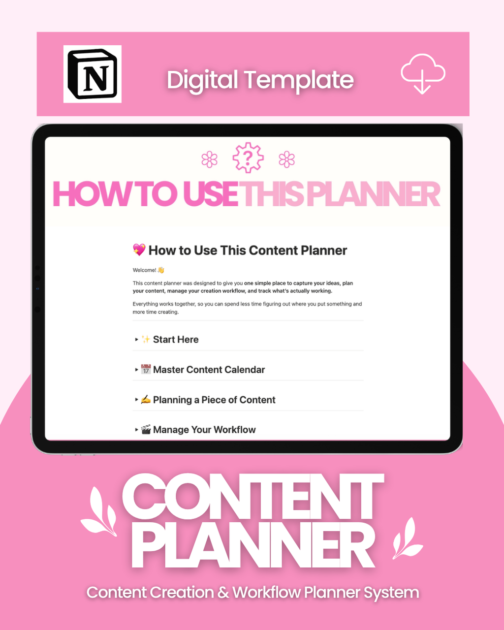 The Flourish Content Planner | Notion Template 🌷